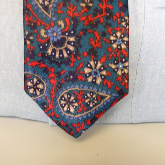 Oleg Cassini Neck Tie Mens Blue Paisley Suit Party Dress Adult Flower USA - Picture 2 of 10